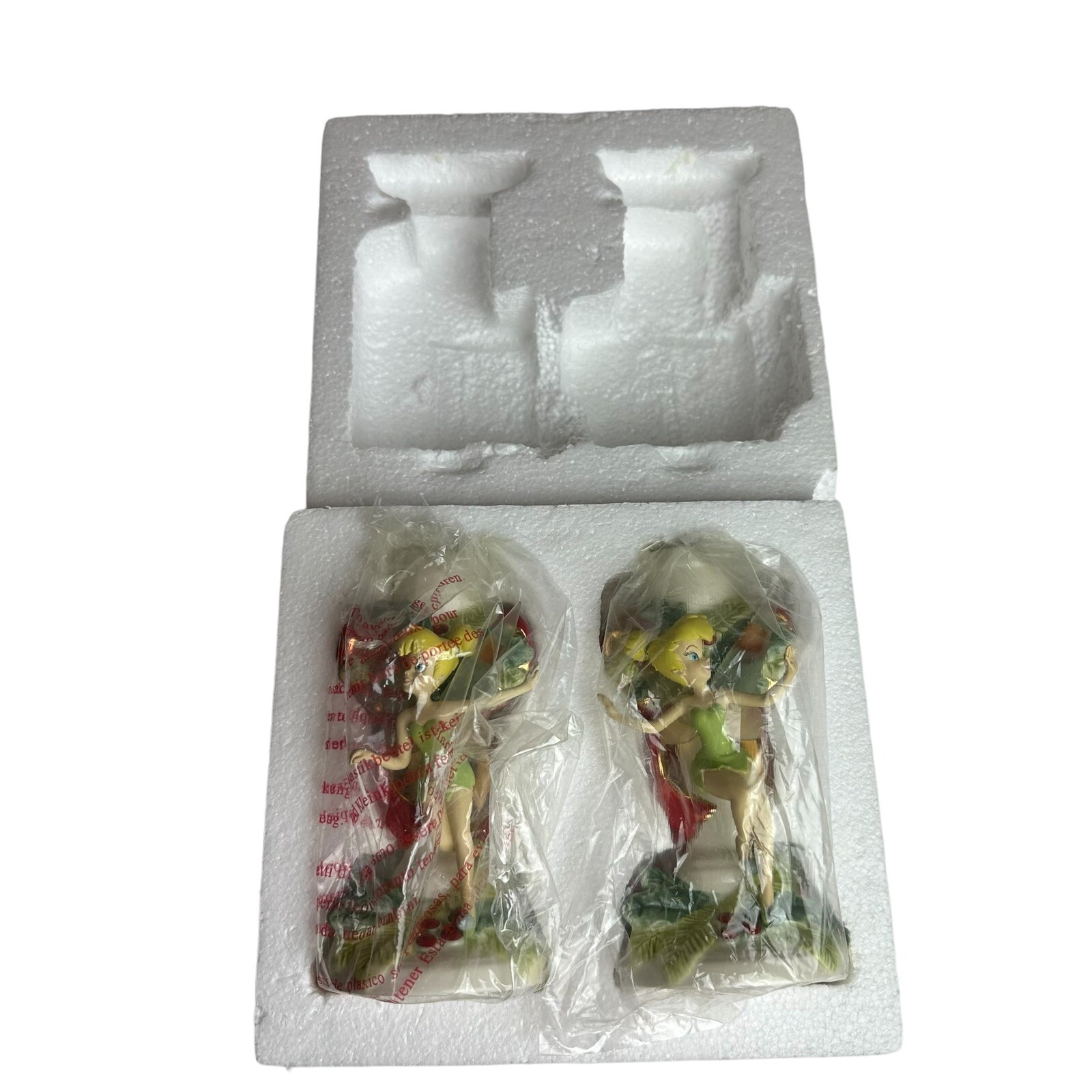 Disney TINKERBELL Christmas Candlestick Holder Set RARE Retired w/Box
