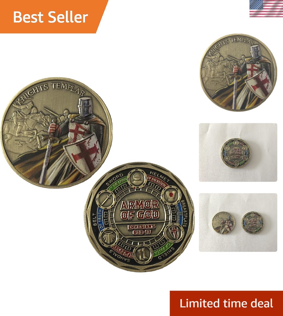 Knights Templar Commemorative Coin – Inspiring Prayer Token Crafted in Bronze