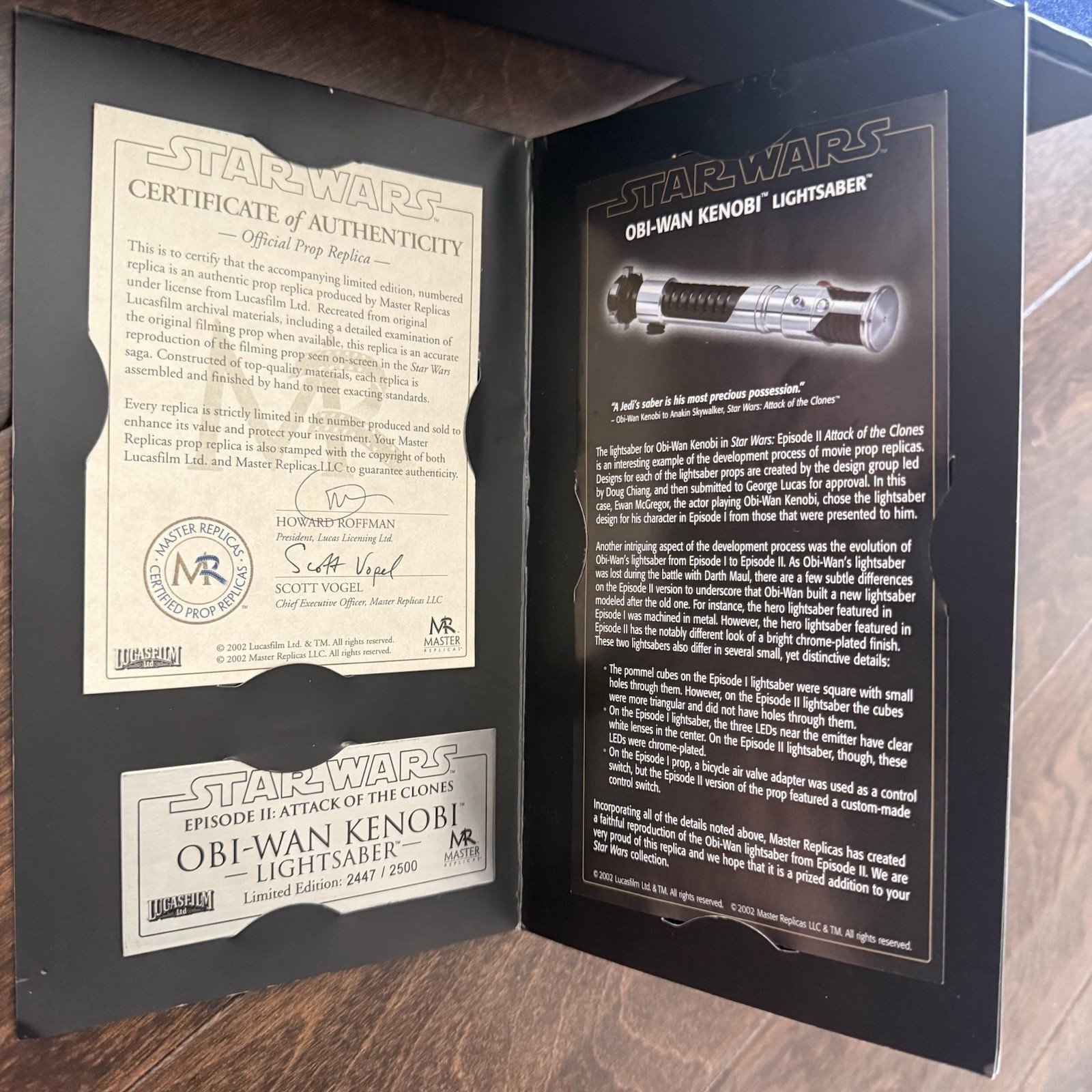 MASTER REPLICAS Obi-Wan Kenobi Lightsaber ATTACK OF THE CLONES Official Prop