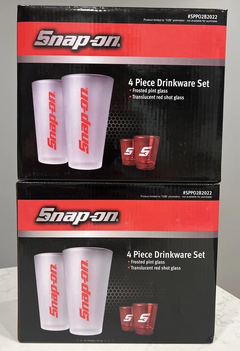 Snap-on Tools Promotion Drinkware Glass New 8PC Collectible Cup Frosted Shot Red