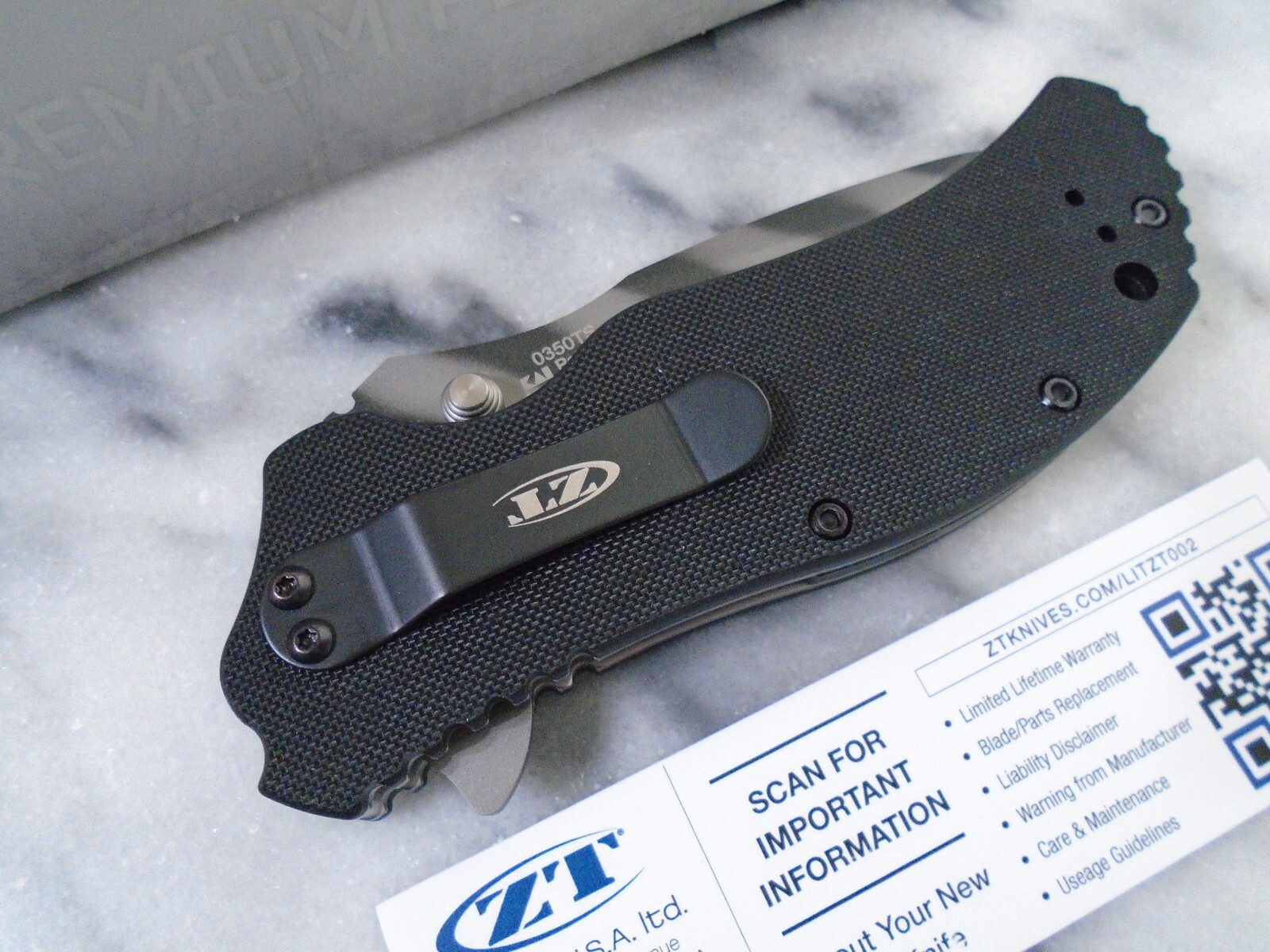 Zero Tolerance Assisted Open Pocket Knife ZT0350TS CPM S30V Steel G10 USA Stripe