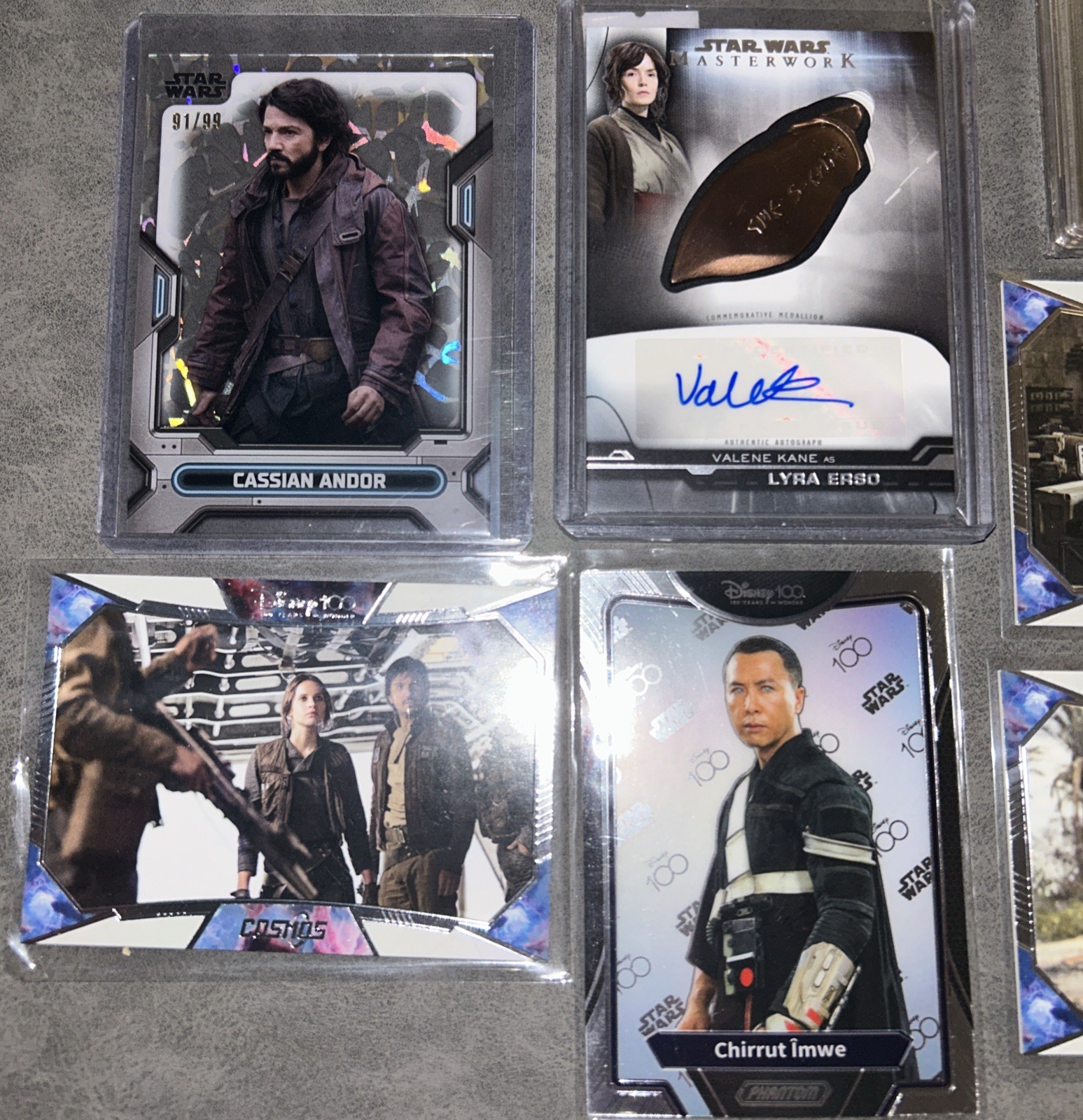 Star Wars Rogue One Cassian Andor Jyn Erso serial numbered & Bonus trading Cards