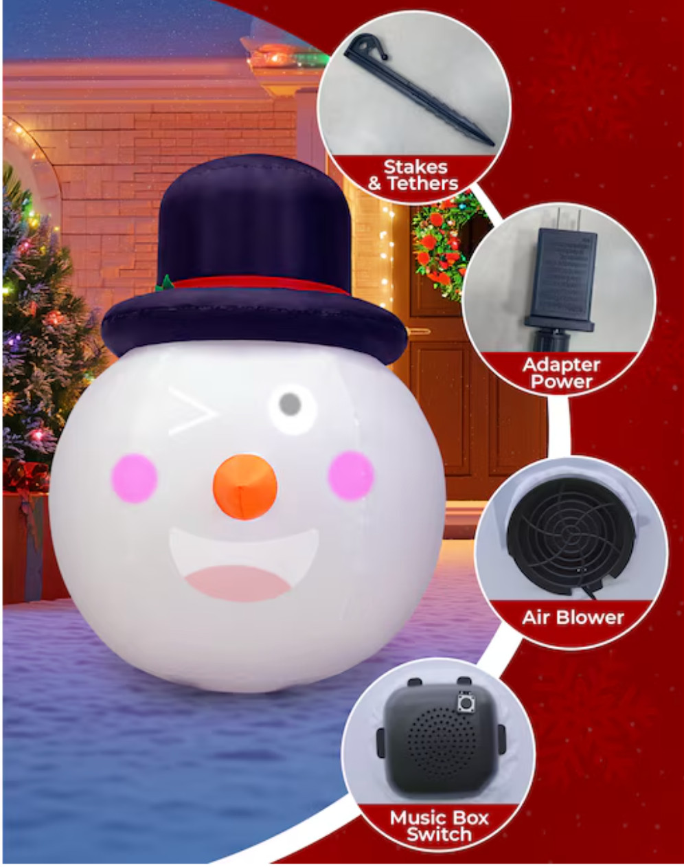 Avatar Controls Christmas Inflatable Snowman 5-ft Lighted Musical Snowman Music