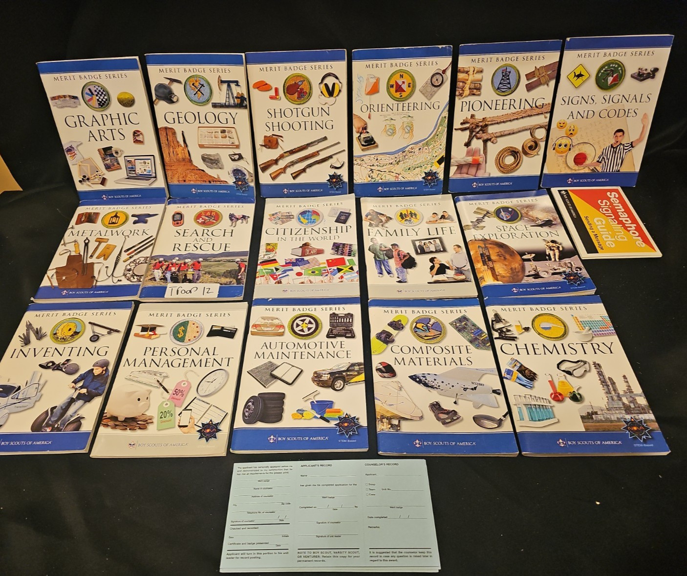 Lot 16 Boy Scouts of America BSA Merit Badge Series Books 2010-2019 + Blue Cards