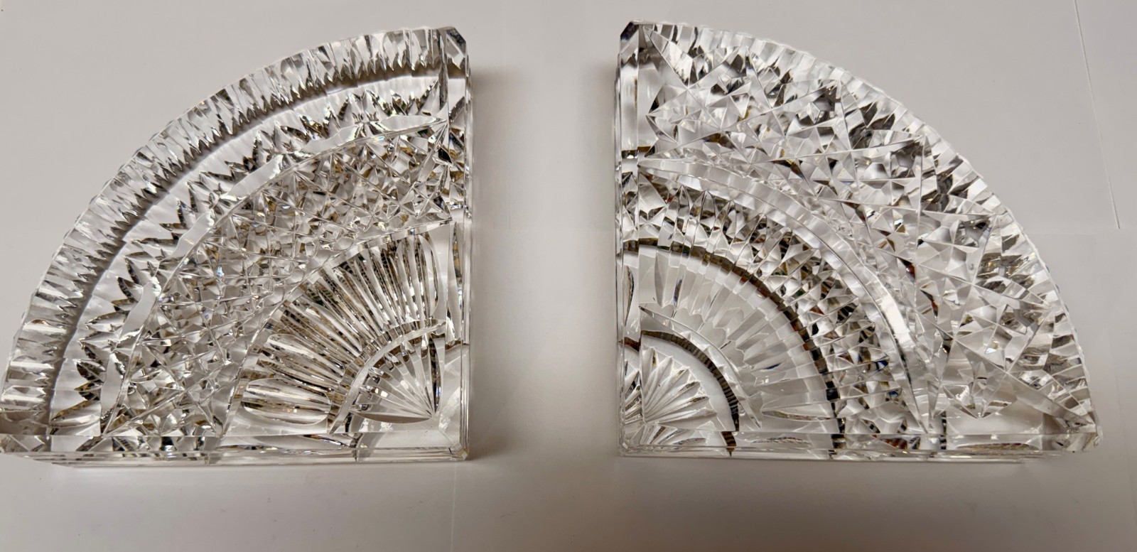 Waterford Cut Crystal Quadrant Bookends 5 Inch Ireland Original Box