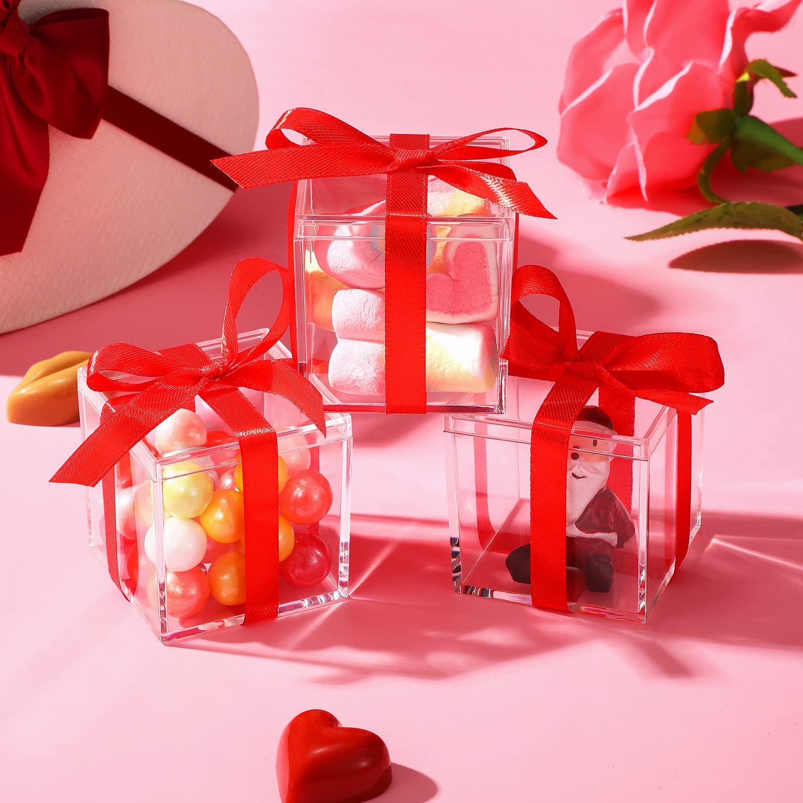 18 Pack Mini Acrylic Boxes Small Jewelry Box with Lid Square Acrylic Container