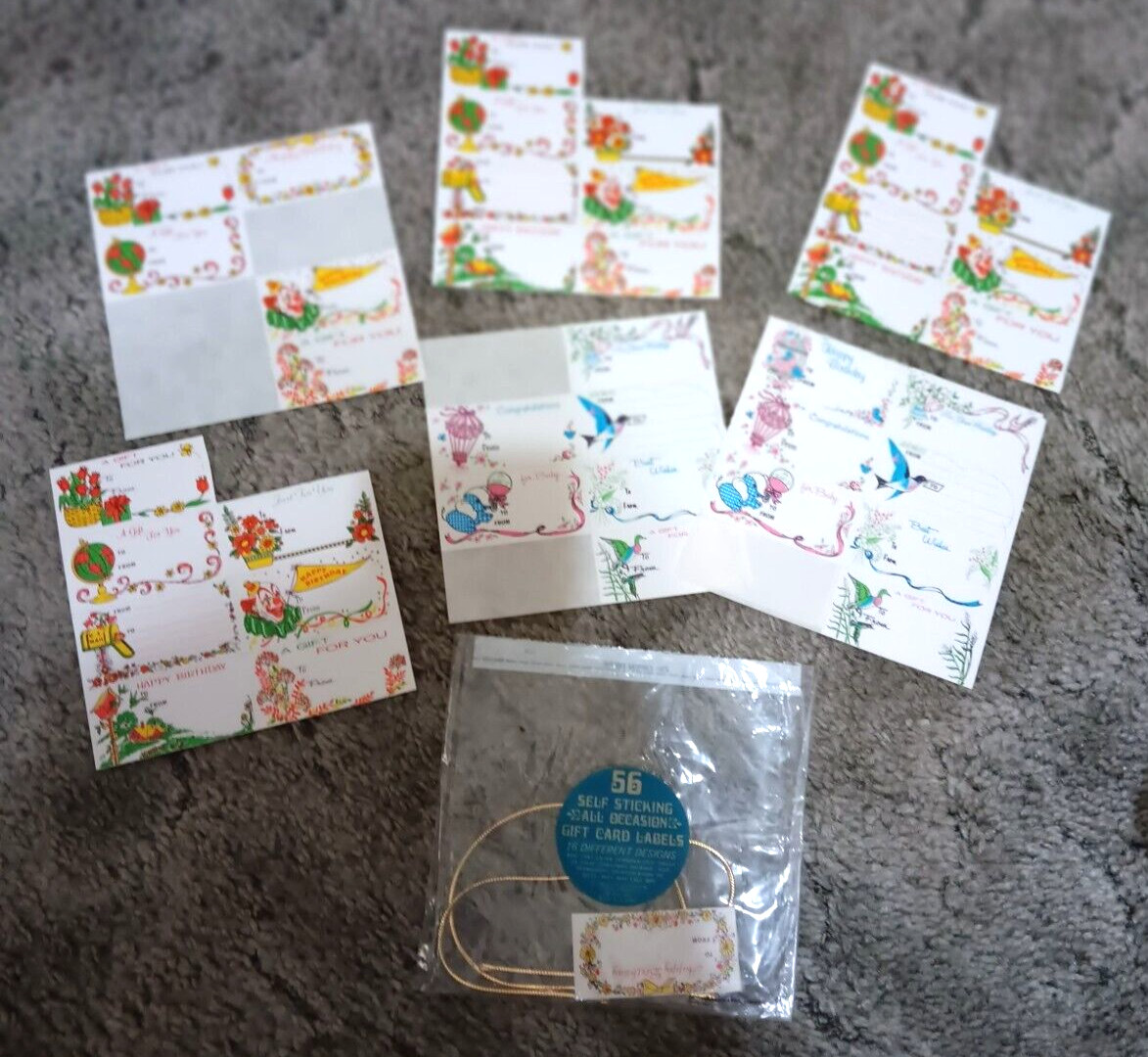 Vintage Self Sticking All Occasion Gift Card Labels OPENED