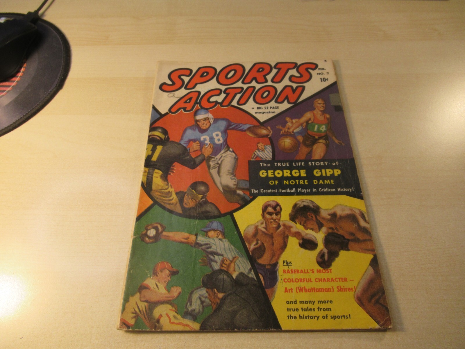SPORTS ACTION #2 GOLDEN AGE MID HIGHER GRADE 1950 WIN ONE FOR THE GIPPER STORY