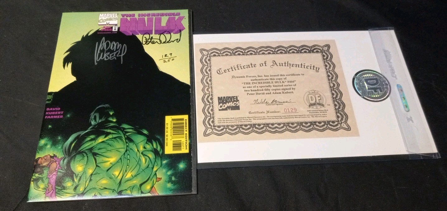 THE INCREDIBLE HULK #466 SIGNED BY PETER DAVID & ADAM KUBERT 129/250 NM 1998