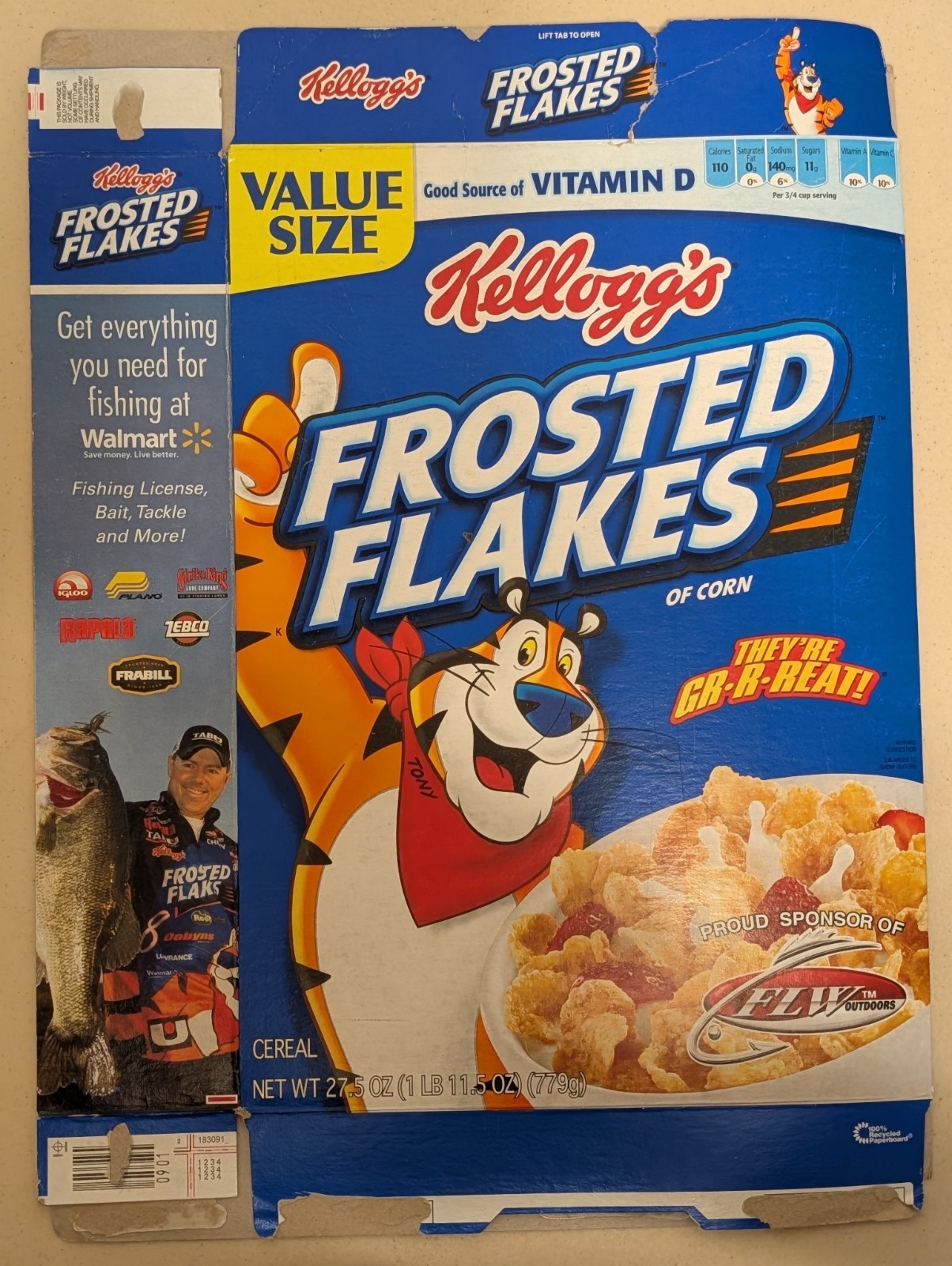 Kellogg’s Frosted Flakes FLW Outdoors Empty Cereal Box Flat – Fishing
