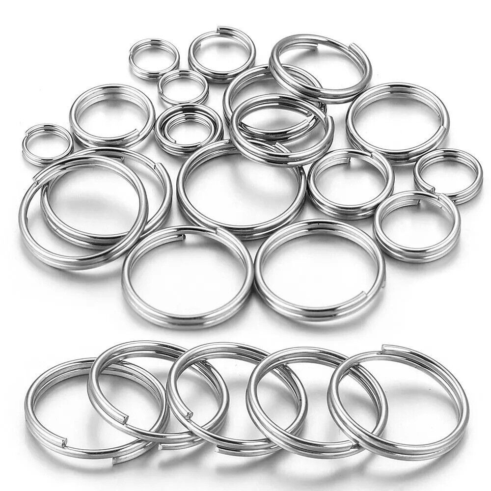 100/200pcs Stainless Steel Split Key Ring Keychain Round Double Loops Jump Rings