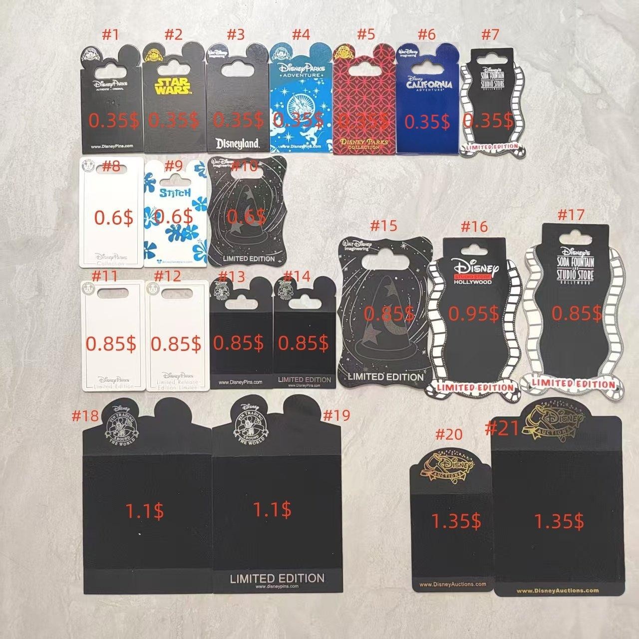 Various Back Cards For Disney Pin 5pcs Cards Each Or Message with No. & qty