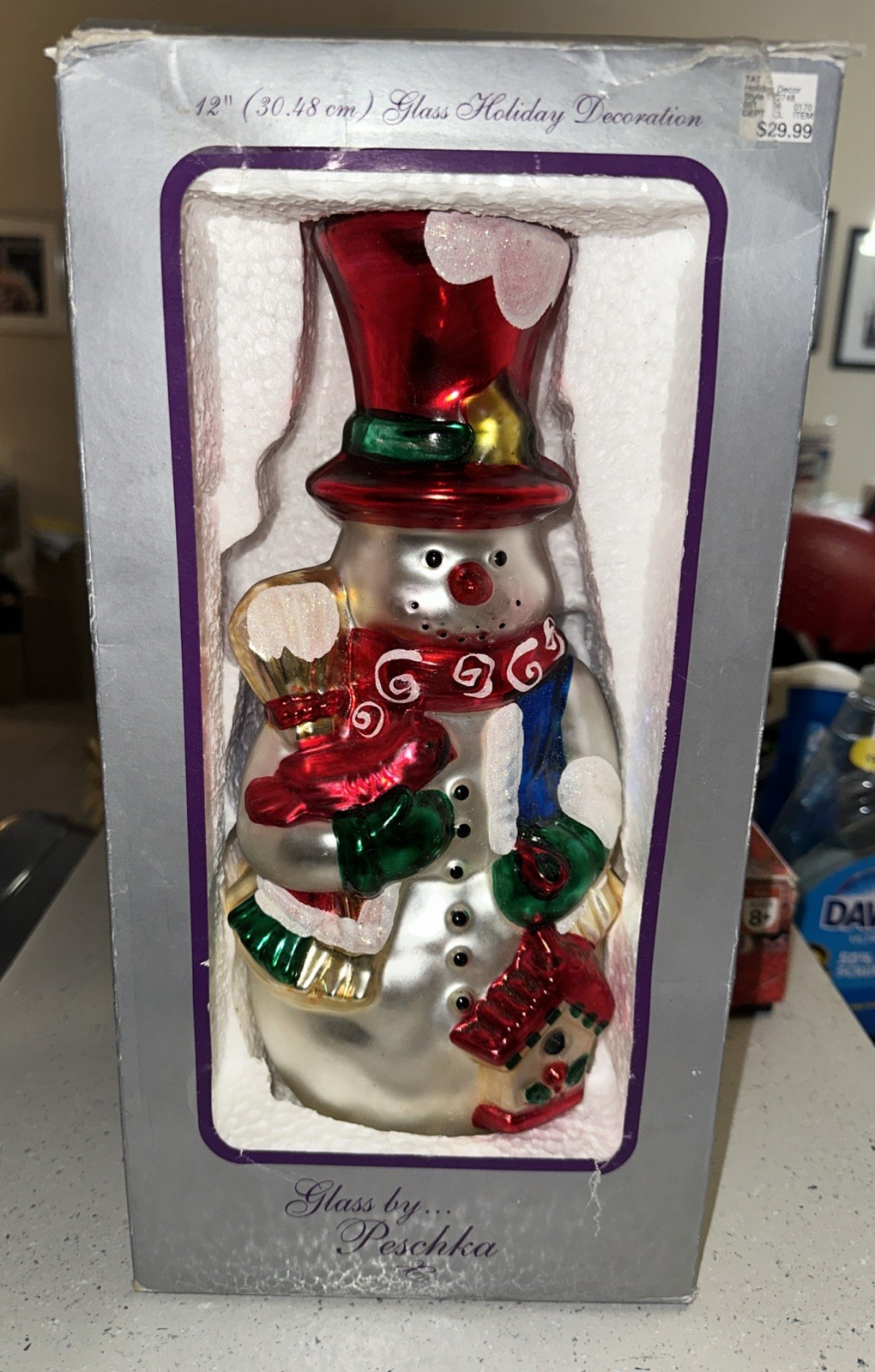 CHRISTOPHER RADKO Centerpiece Tabletop SNOWMAN 12” X 6.5”x 6” New