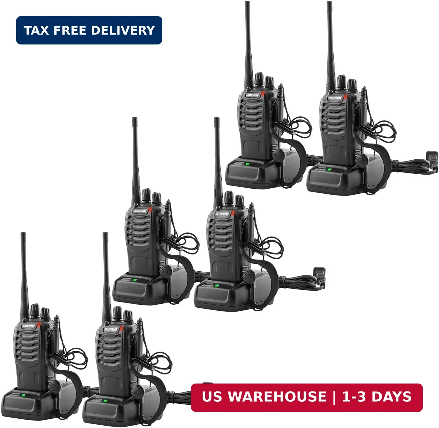 BAOFENG Walkie Talkies Long Range for Adults with Earpieces,16 Channel Walky Tal