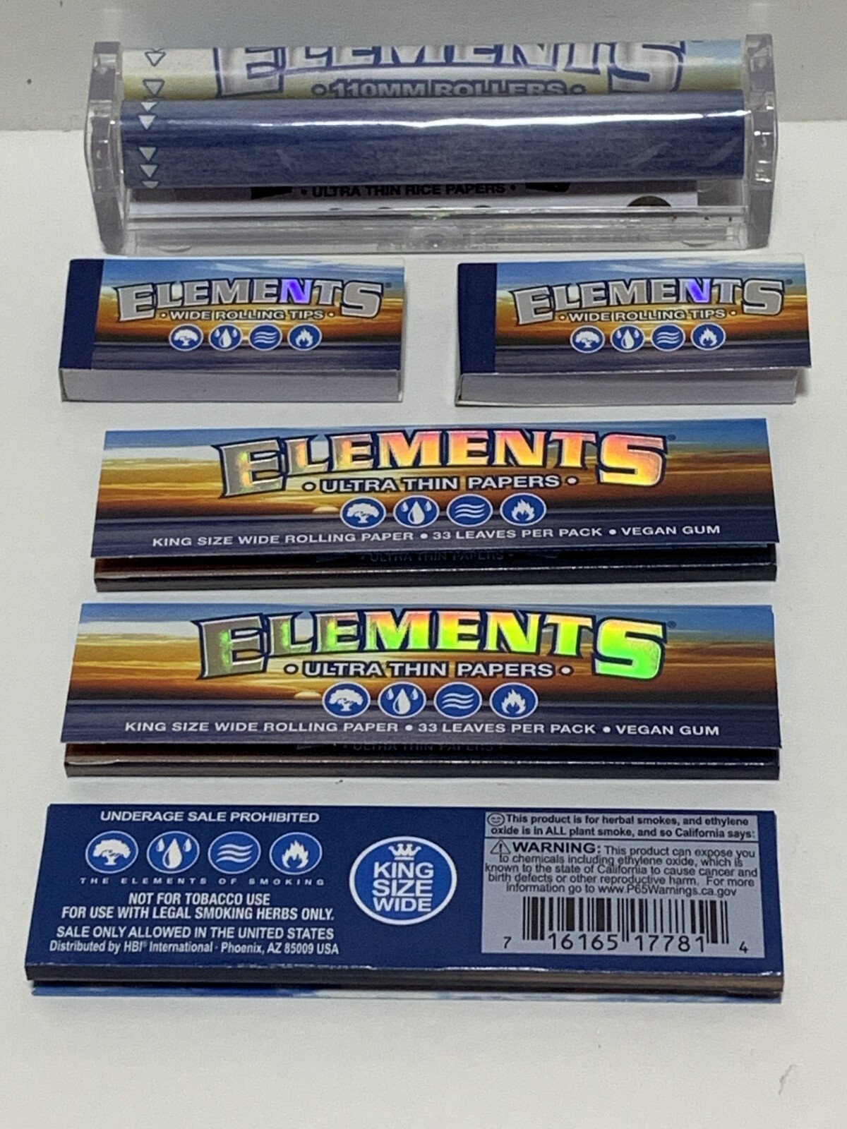 New! ELEMENTS KING SIZE WIDE Rice PAPERS Wide TIPS 110mm Rolling Machine Roller