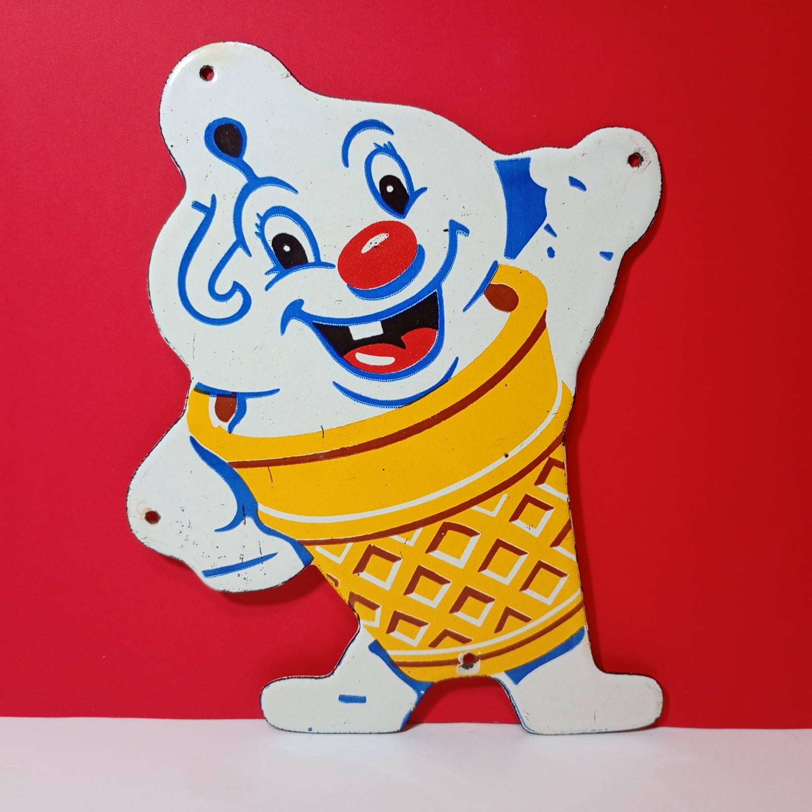 Vintage Dairy queen Polar Bear Ice cream cone Porcelain Enamel Sign 10″ x 8″