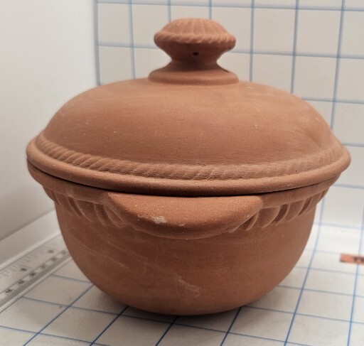 Clay Roster Red Glazed Inside Matte Outside Decorative Vented Pottery 5.5″ X 5″