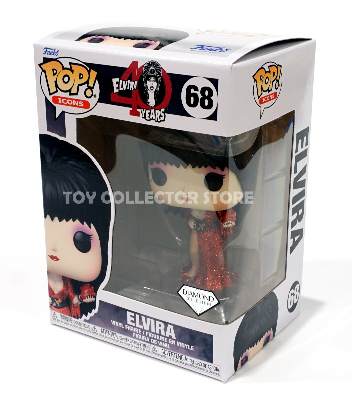 Funko Elvira Diamond Glitter Pop 40th Anniversary EE Exclusive w/ POP Protector