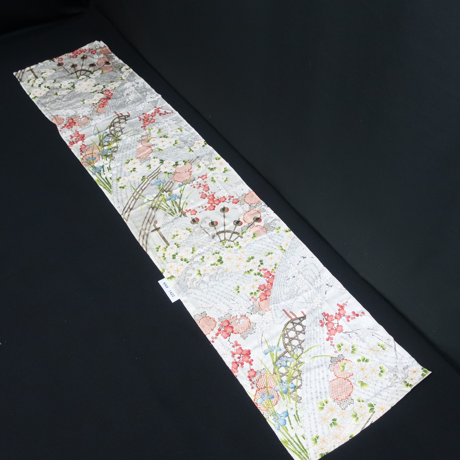 KK1420B8 Silk Kimono Fabric Vintage Plum blossom 65.7×13.4in(167x34cm)