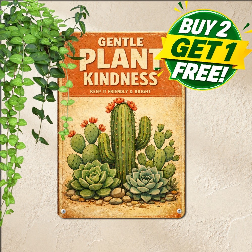 Pricks Allowed Vintage Cactus Theme Fun Quirky Garden Patio Metal Tin Sign