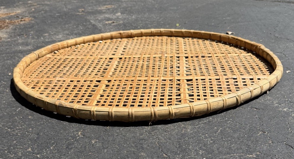 Large MCM Mid-Century Shallow Winnowing Basket 33” Vintage 3552-C