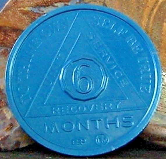 Alcoholics Anonymous AA 6 Month Aluminum Medallion Coin Chip Token Sober Sobriet