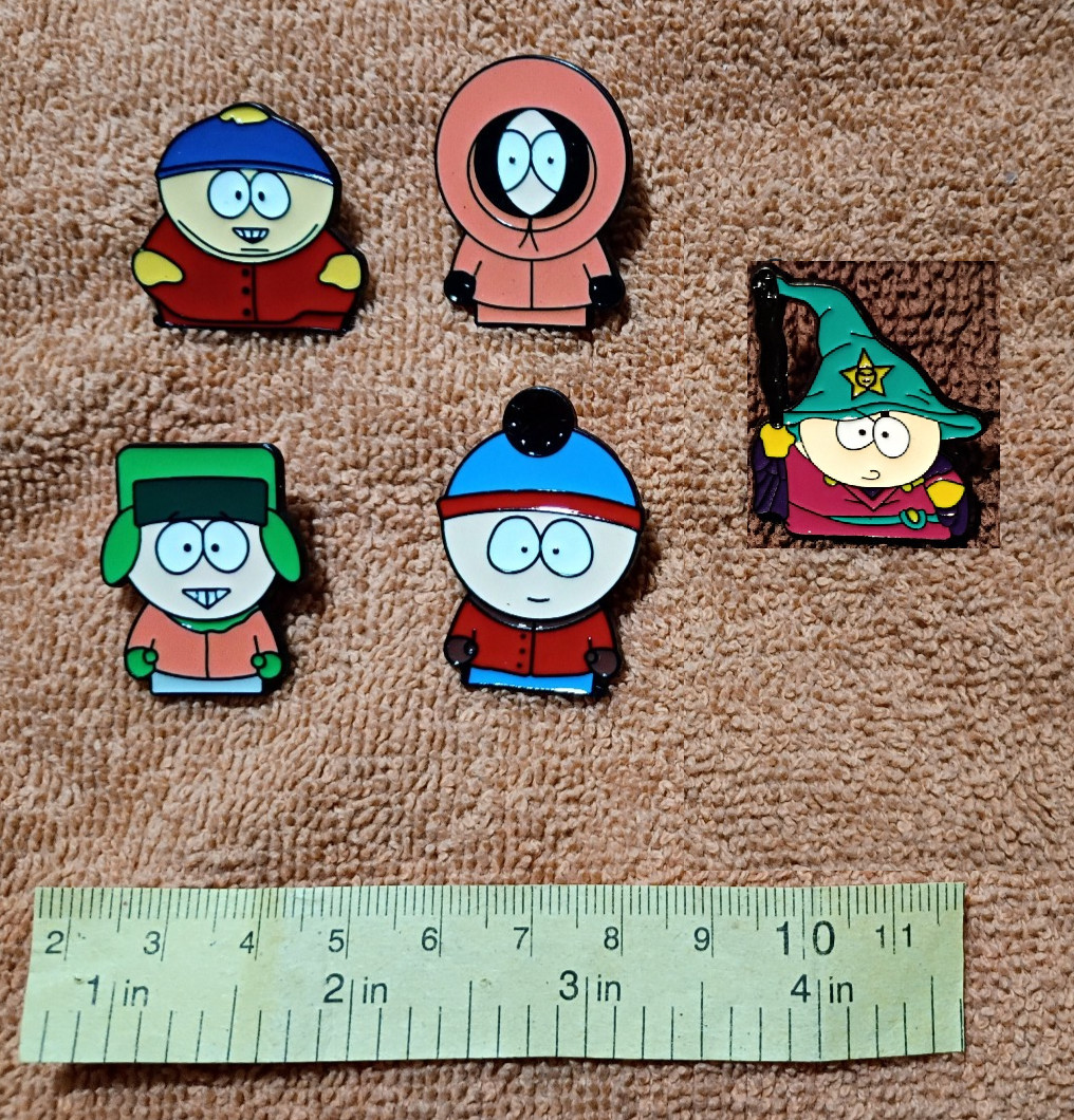 SOUTH PARK PIN SET Stan Kyle Kenny Wizard Cartman Metal Enamel Lapel Lot Pins