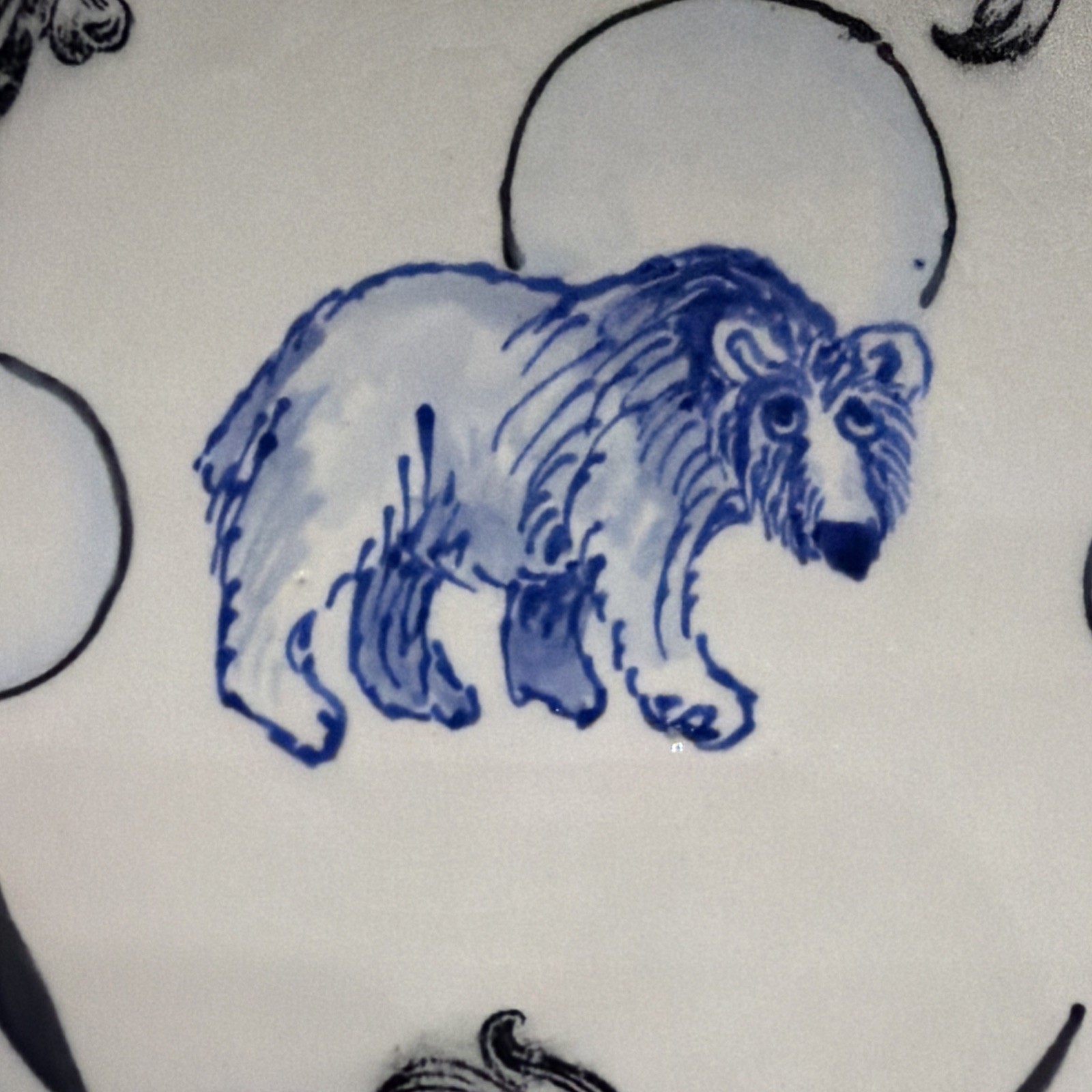 Vintage Signed Handmade HandPainted Artables Grizzly Bear Art Bowl Spoon Rest 6”