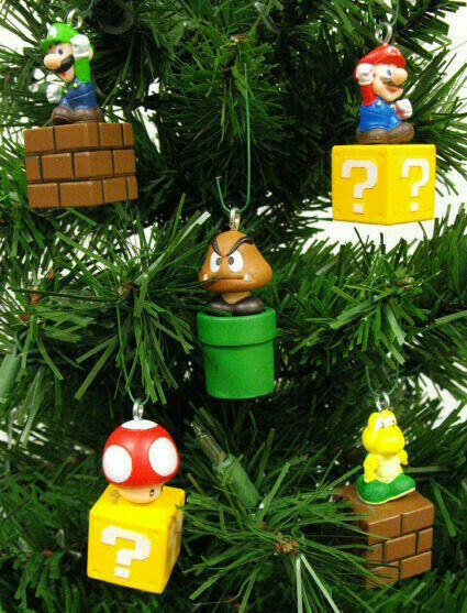 Super Mario Brothers 5 Piece Christmas Ornaments – New