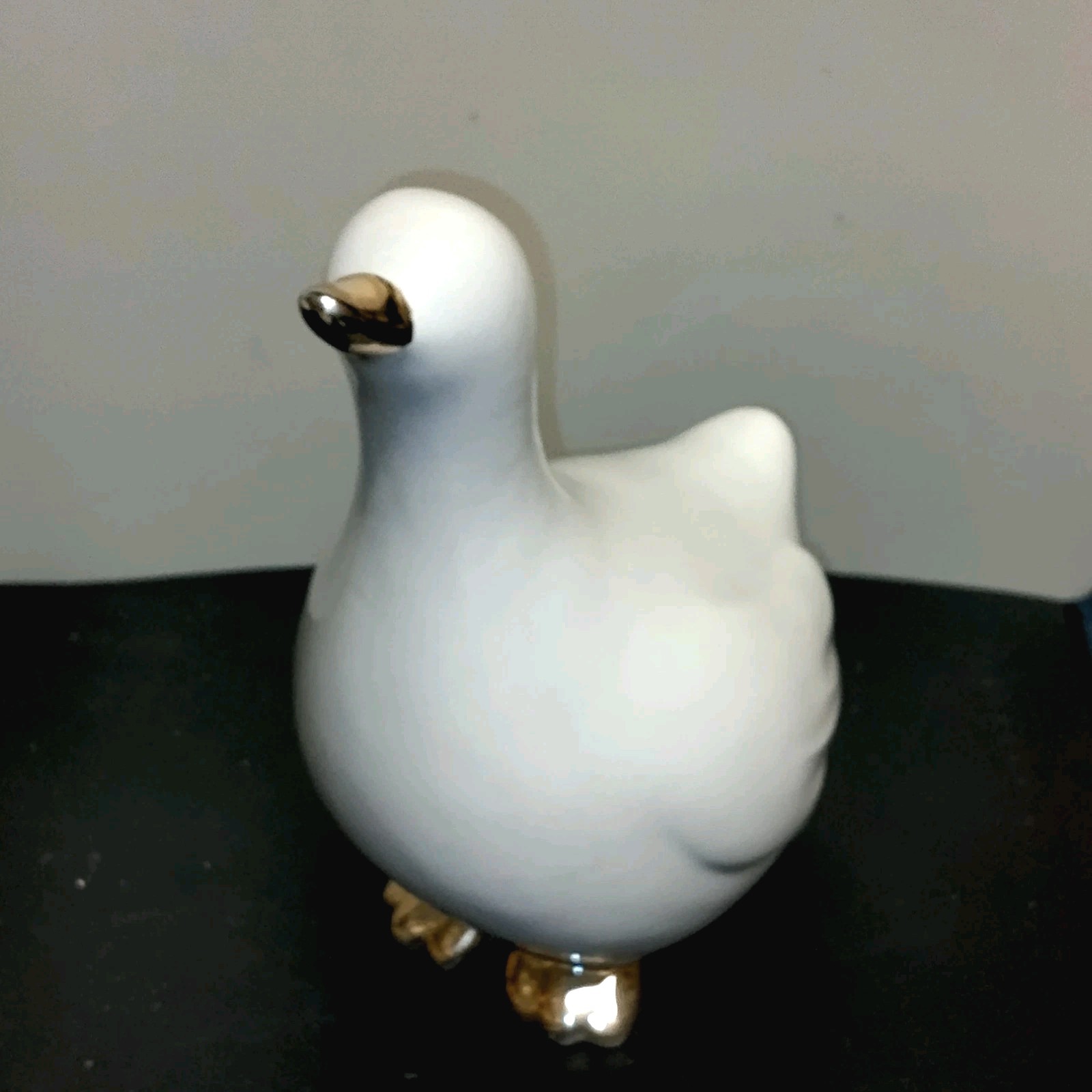 Ceramic Goose Figurine with Gold Beak and Feet