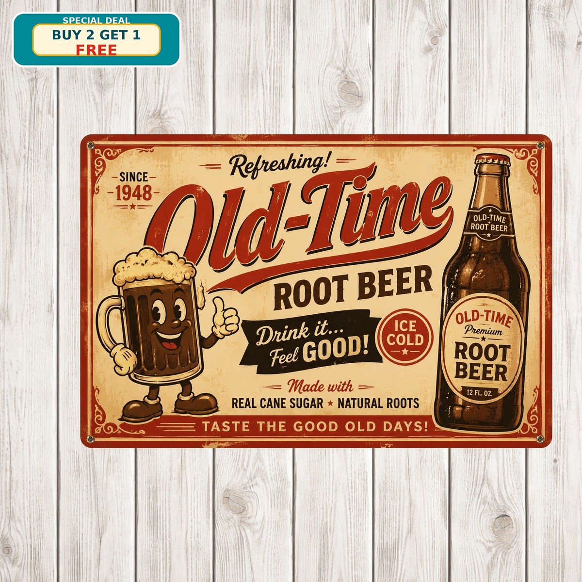 Vintage Root Beer Soda Cola Metal Sign Retro Beverage Cafe Diner Wall Decor