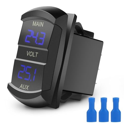 Double LED Digital Voltmeter, 12V Voltmeter Gauge, Dual Voltage Meter,