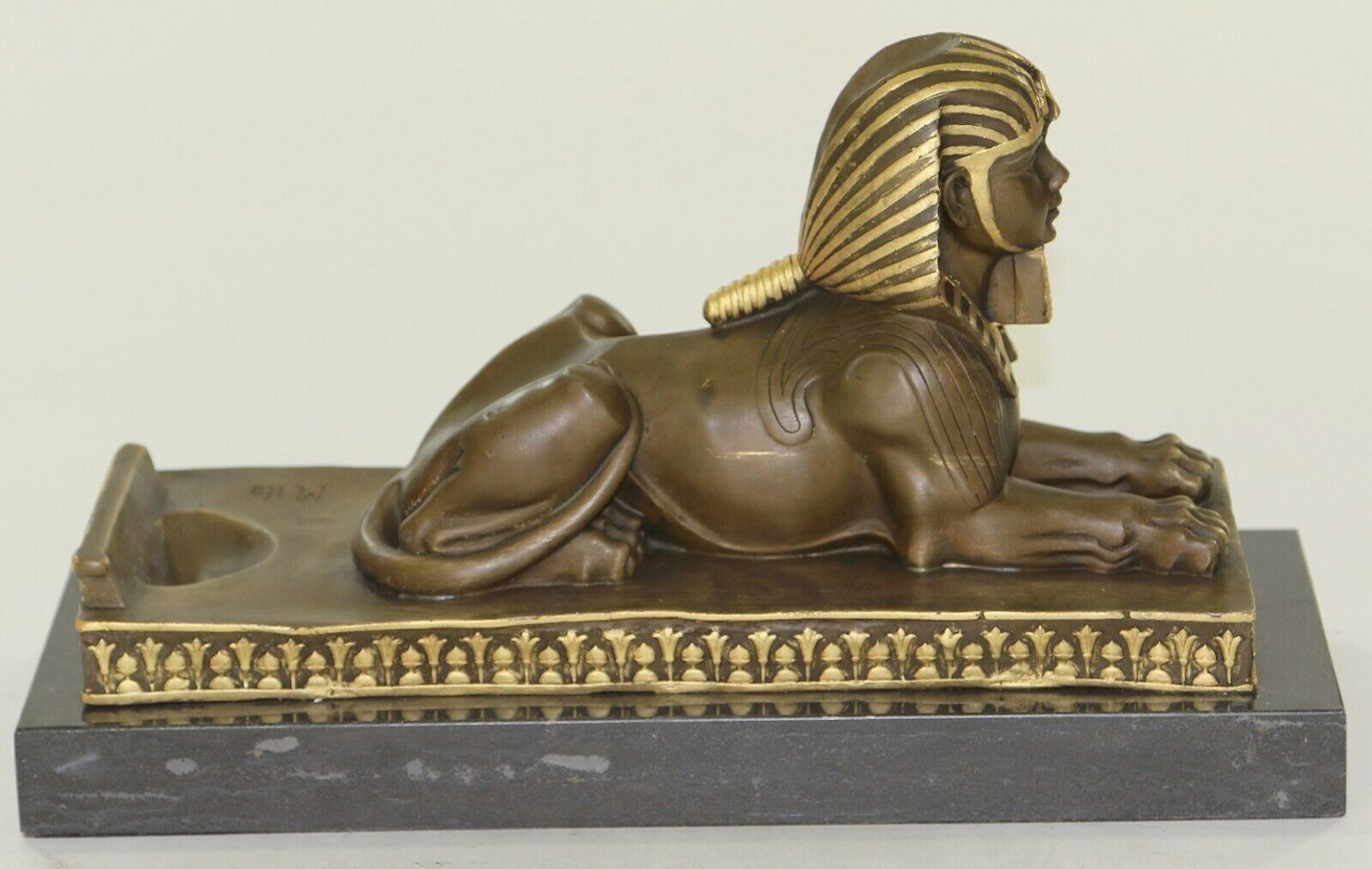 Signed Vintage Mythological Creature Sphinx Egyptian Art Seco Marble Sculpture