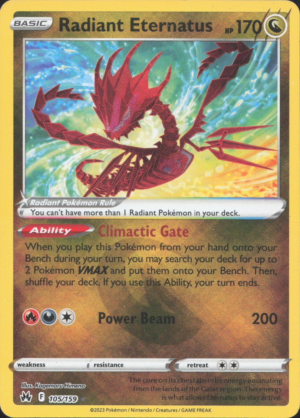 Radiant Eternatus 105/159 Radiant Rare Crown Zenith Pokemon Near Mint