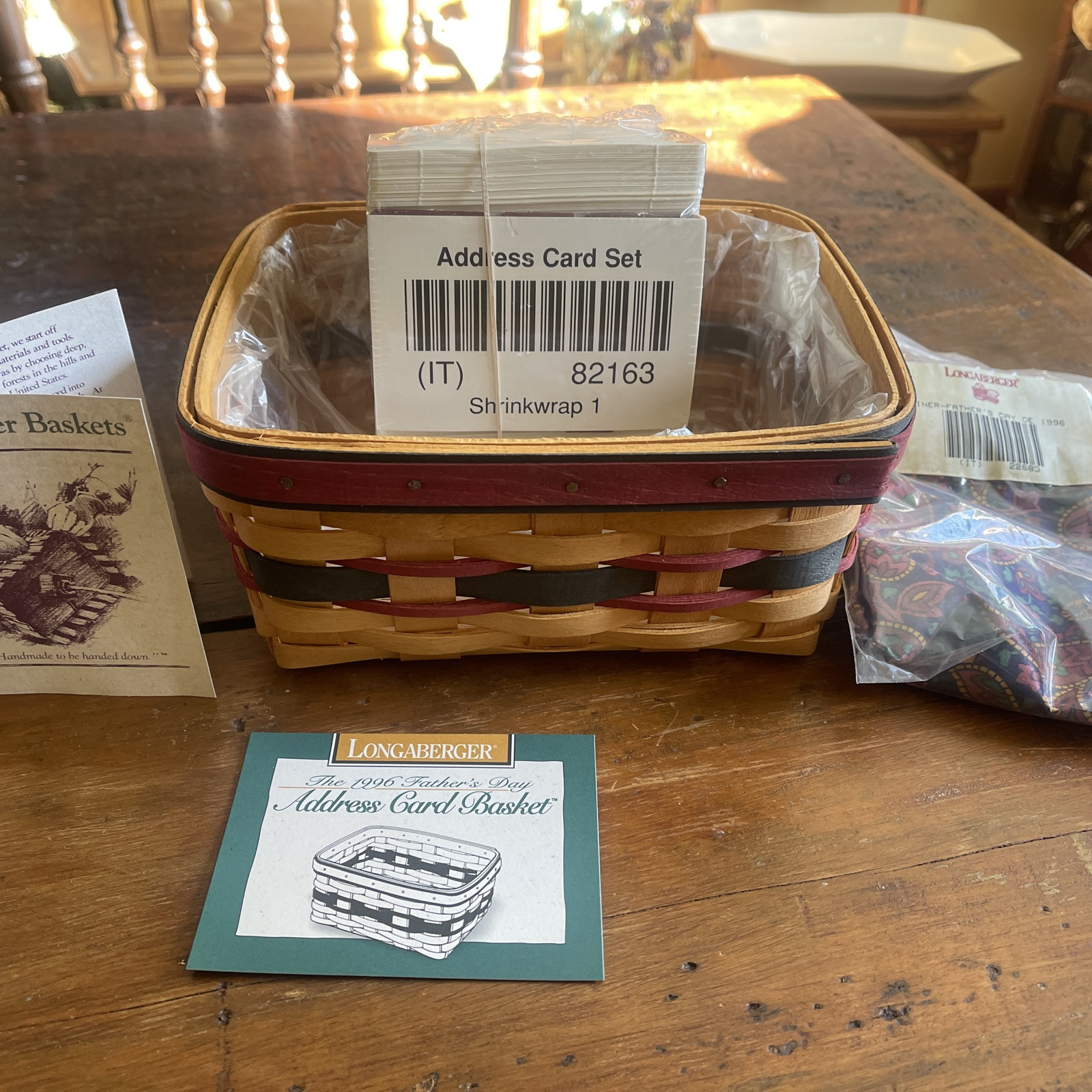 1996 Longaberger Desktop Address Basket Protector Rolodex Cards NEW Father’s Day