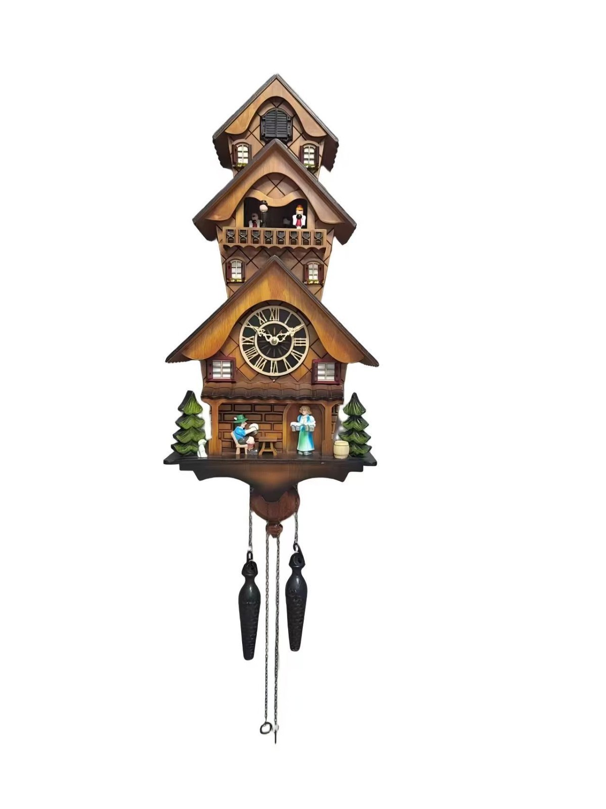 Handcrafted Black Forest Cuckoo Clock Beer Scene Quartz German Design Musical