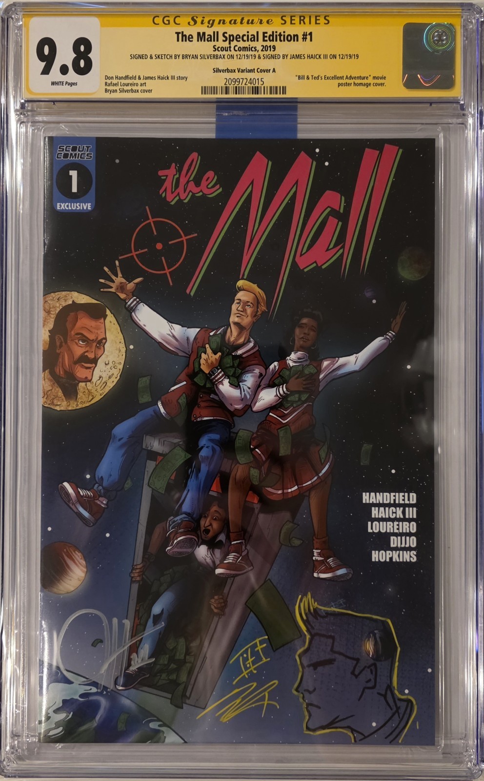 THE MALL #1 CGC 9.8 Signed By Silverbax & Haick Bill & Ted Homage Scout 2019