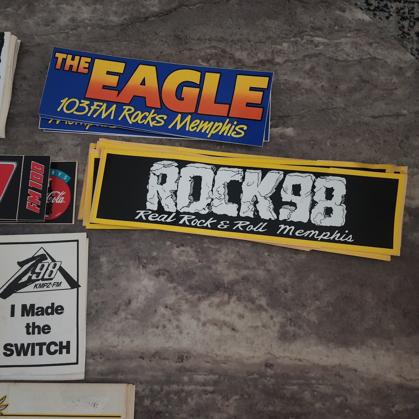 Classic ROCK 103, EAGLE, 96X Memphis Radio Station Stickers from 1980s-90s Era.