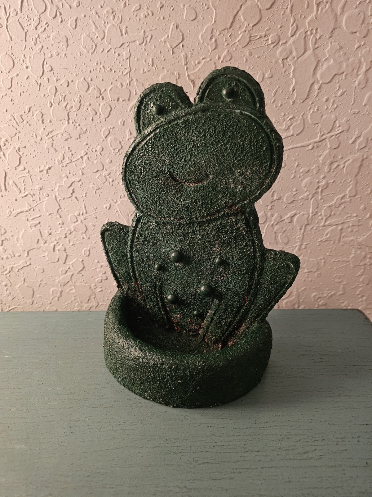 Vintage MidCentury Textured Concrete Small Frog Planter, Indoor/Outdoor-Very…