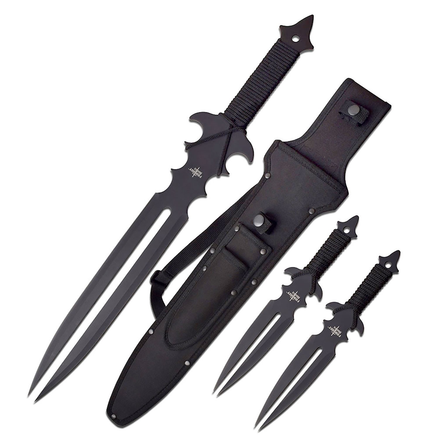 Fantasy Master Fantasy Short Sword-2 Kunai Knives-FullTang w/Cord Wrapped Handle