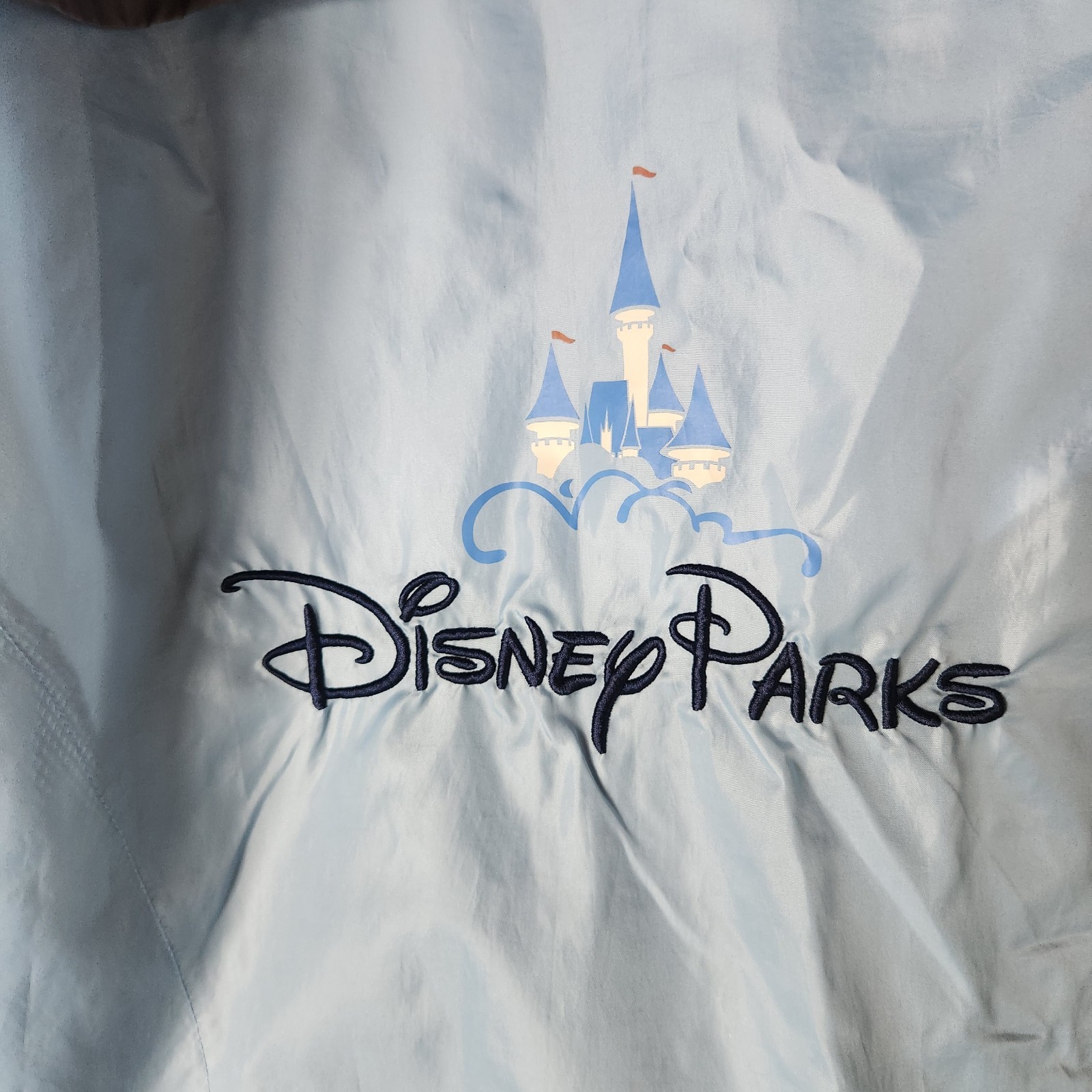DISNEY PARKS Windbreaker Packable Jacket Gray Blue Unisex Adults M/L Long Sleeve