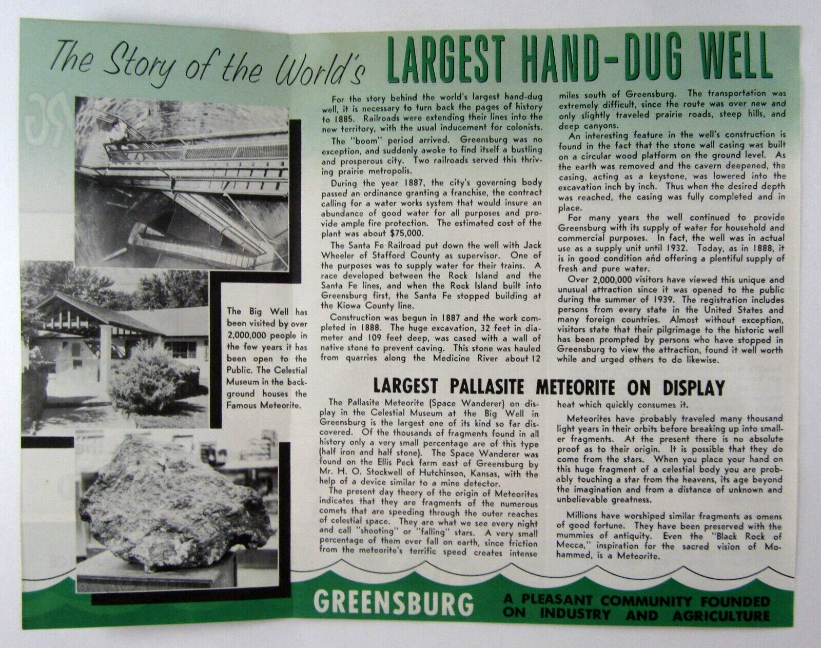 Greensburg Kiowa County Kansas History Travel Brochure Attractions 1950-60s