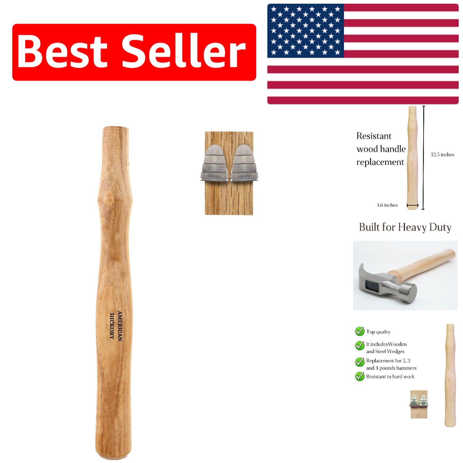 Complete Sledge Hammer Handle Replacement Kit – Wood & Steel Wedges Included