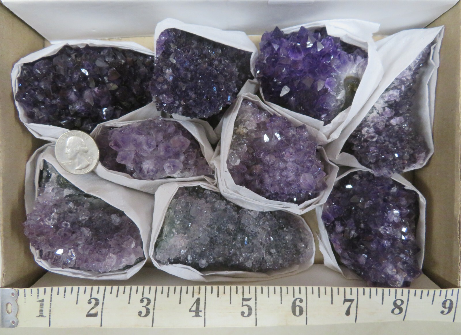 9 Piece Amethyst Specimen Flat Artigas, Artigas Department, Uruguay