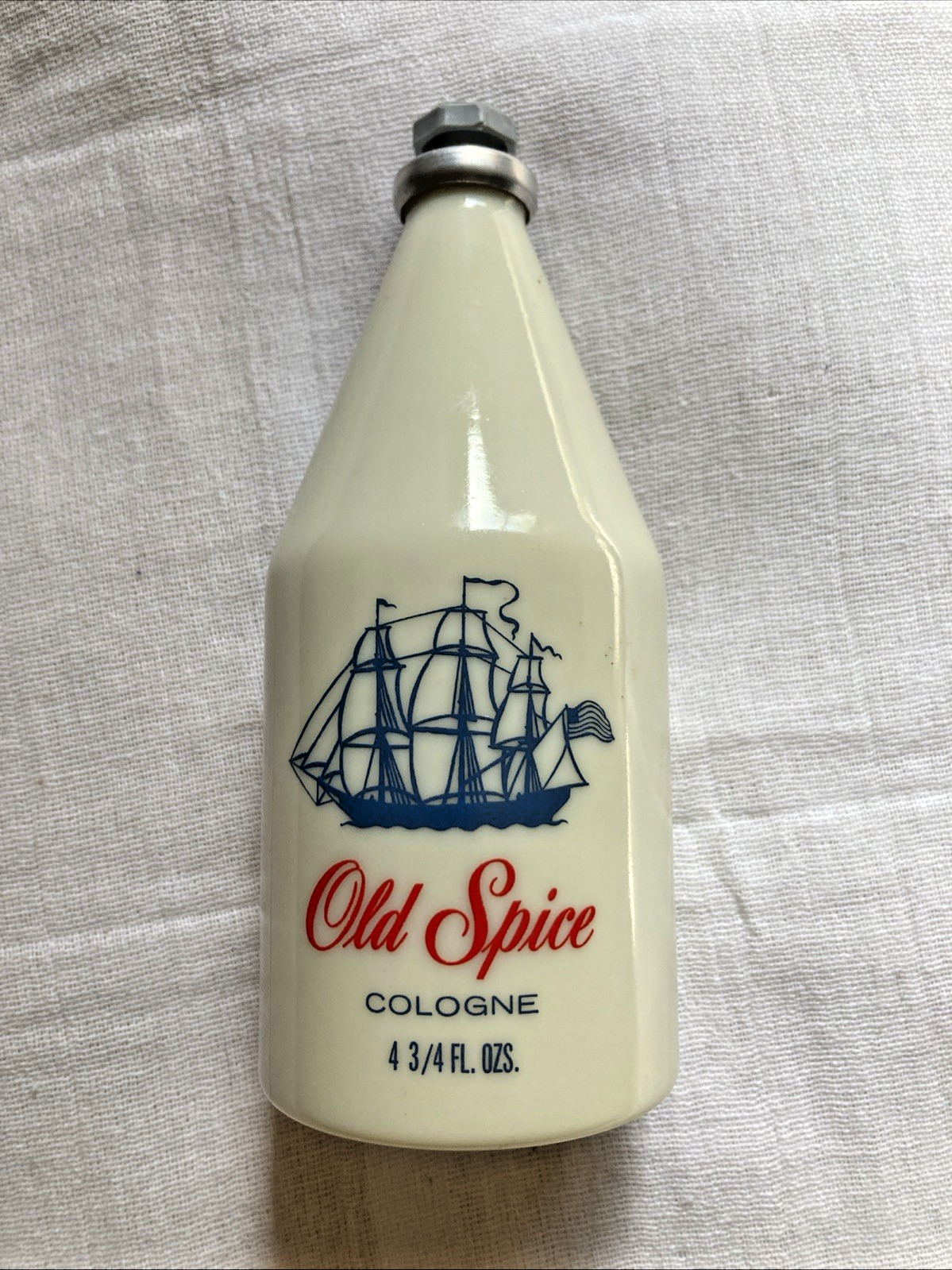Vintage Old Spice Cologne Shulton Milk Glass Bottle 4 3/4 Fl oz Star Top