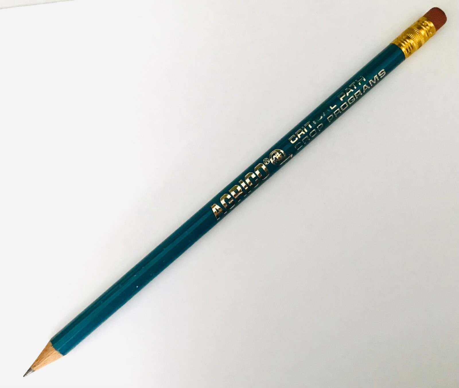 Vtg AGRICO Critical Path Crop Programs Pencil Blue & Gold Farming Advertising US