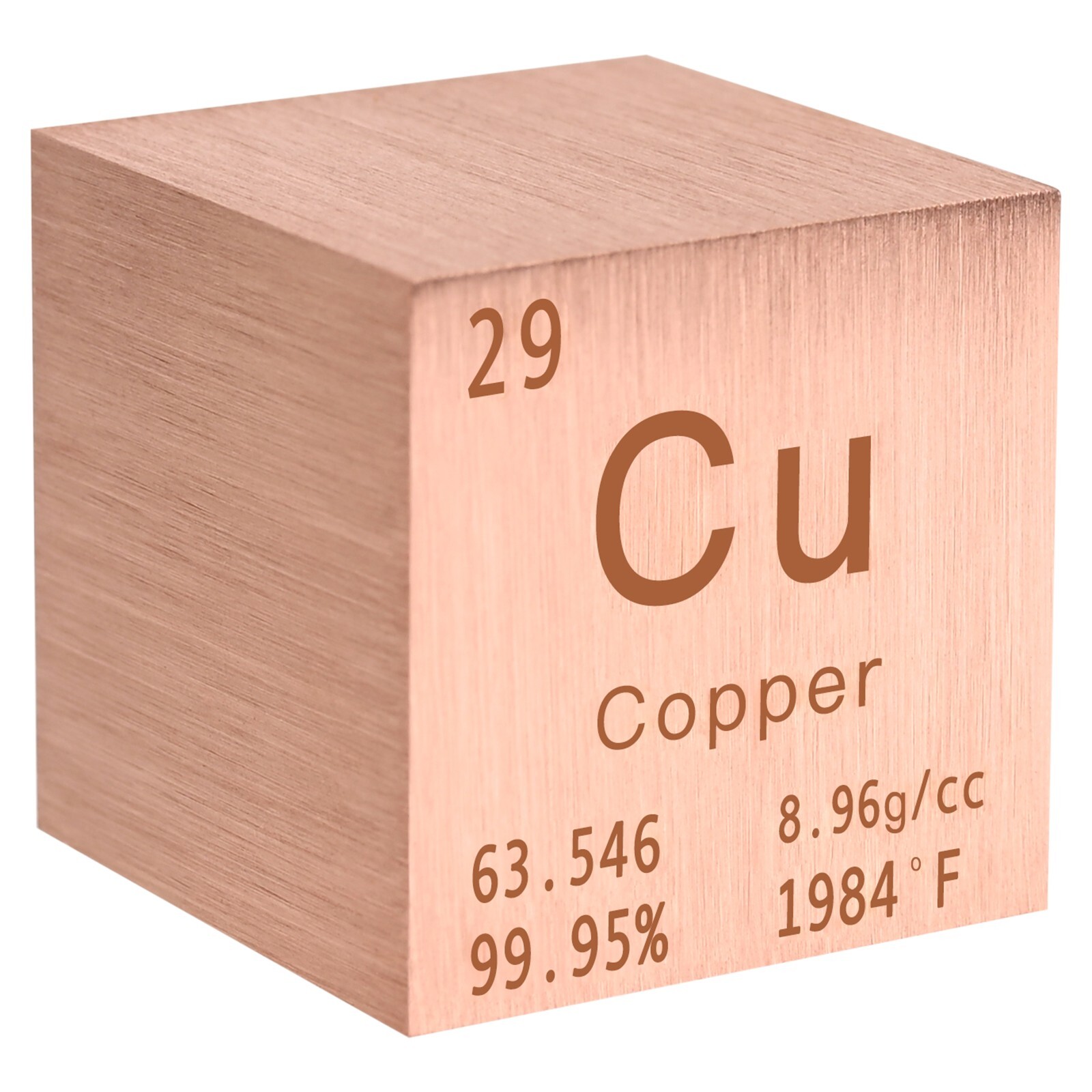 Copper Metal 25.4mm 1 inch Density Cube 99.95% for Element Collection + Box