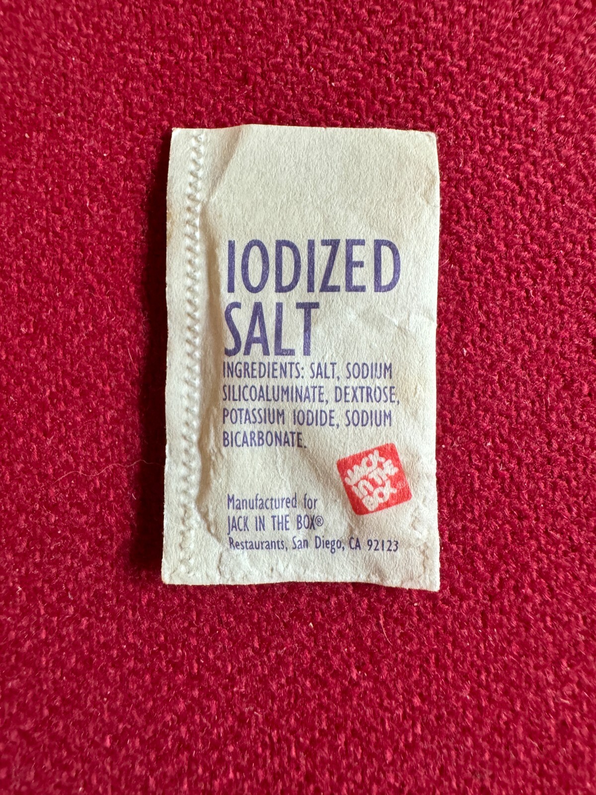 1980’s, Jack in the Box, “Un-Used”, Salt Packet (Scarce / Vintage)