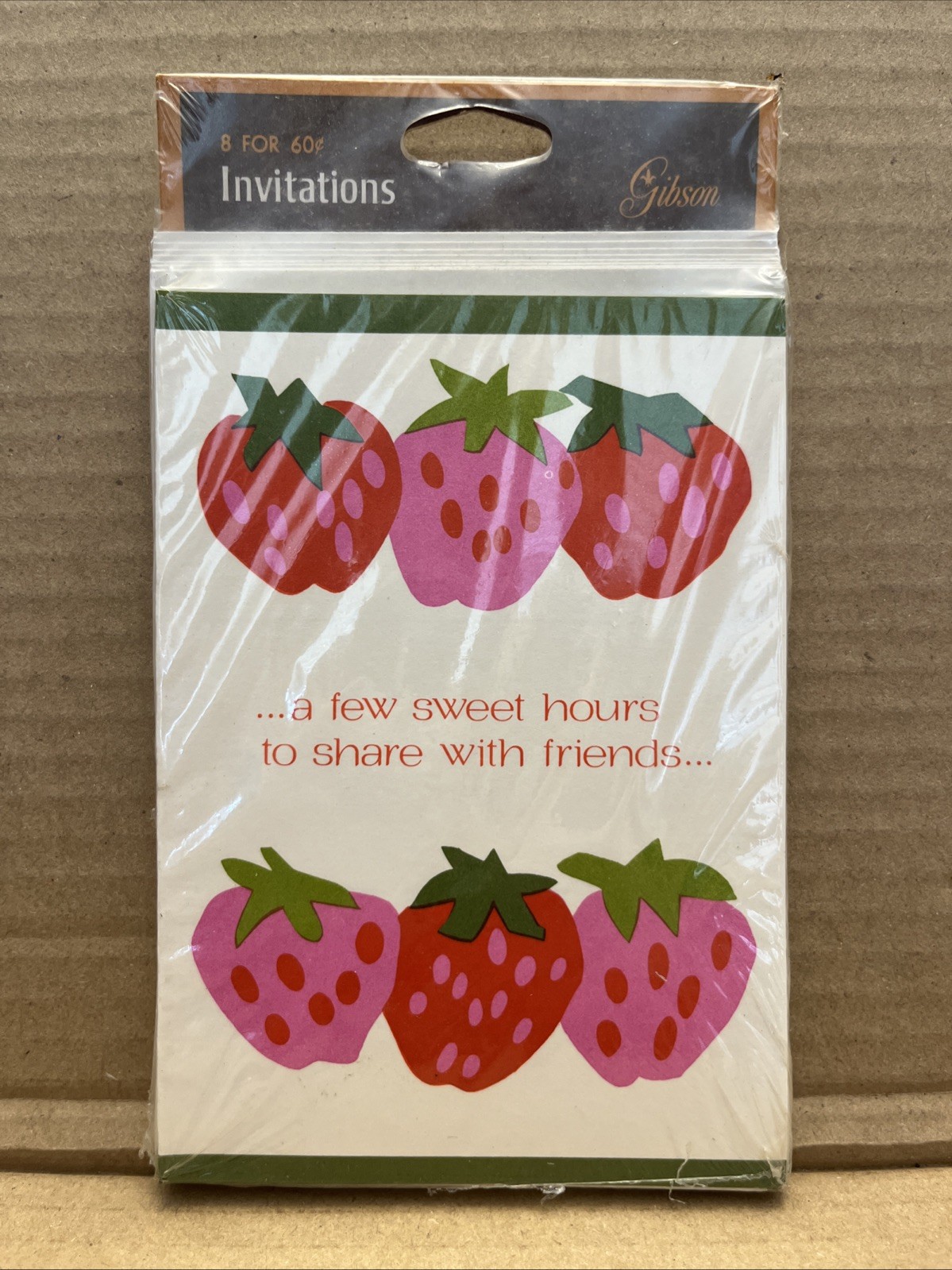 Vintage 50s/60s Gibson Party Invitations Strawberries MCM Ephemera NOS