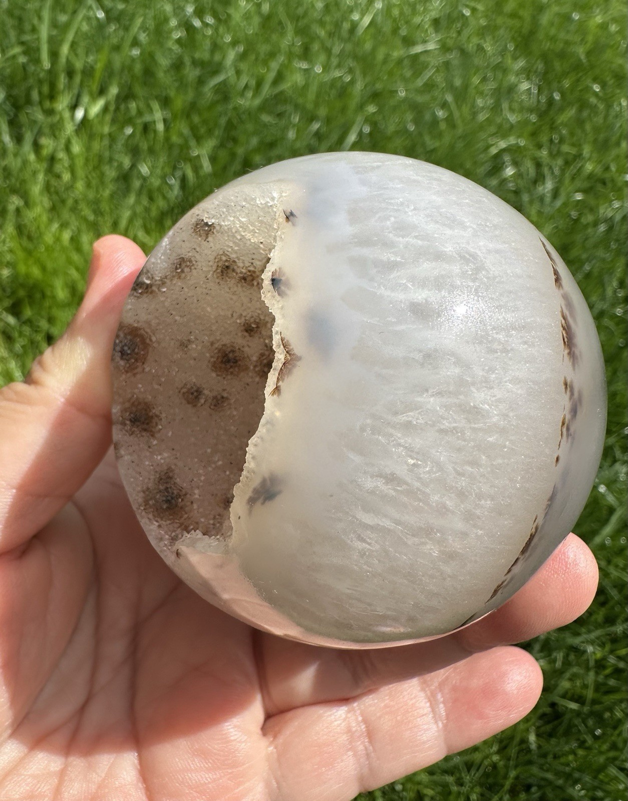 69mm High Quality Dendrite Agate/ Druzy Crystal Geode Sphere (price firm)